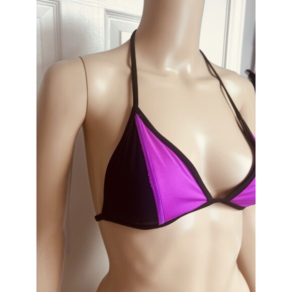Victoria’s Secret Pink Color block Magenta And Black Bikini Top Medium - Picture 2 of 6